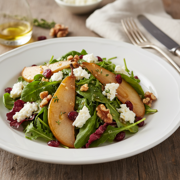 Gourmet Roasted Pear and Goat Cheese Salad recipe
