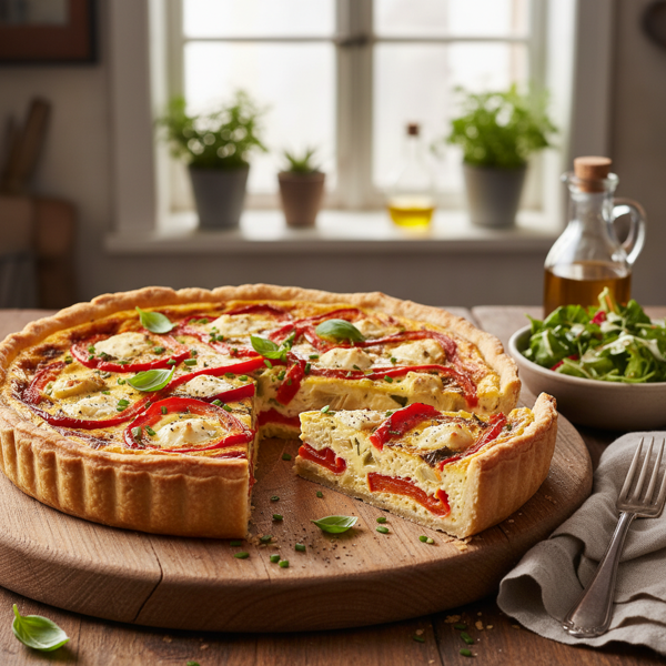 Gourmet Roasted Red Pepper & Artichoke Quiche recipe