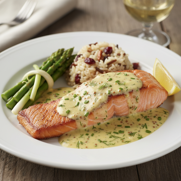 Gourmet Salmon with Herbed Mustard Cream Sauce recipe