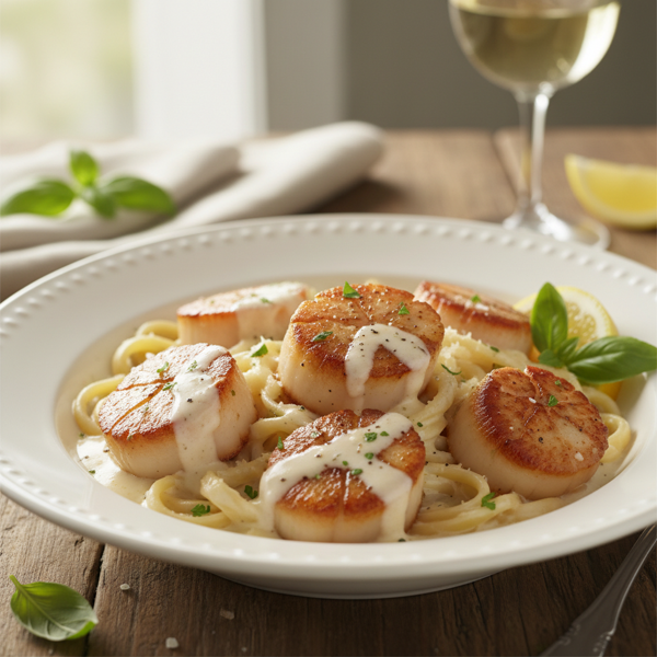 Gourmet Scallops in Creamy Alfredo Sauce recipe
