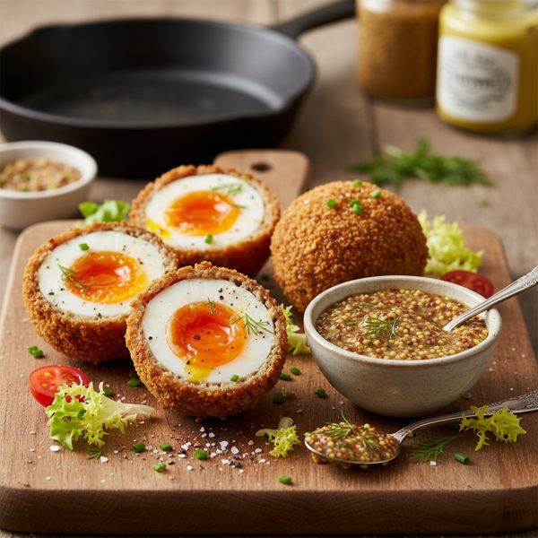 Gourmet Scotch Eggs with Homemade Mustard recipe