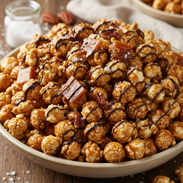 Gourmet Sea Salt Caramel Crunch Popcorn recipe