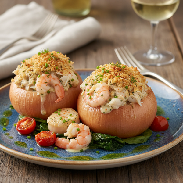 Gourmet Seafood-Stuffed Sweet Onions recipe