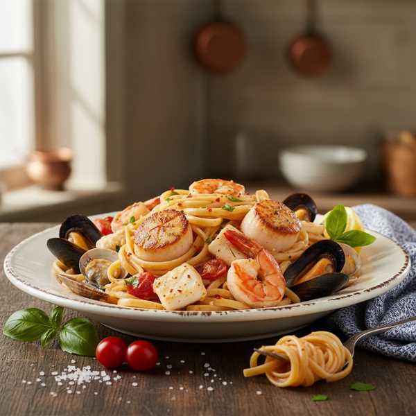 Gourmet Seafood Linguine Delight recipe