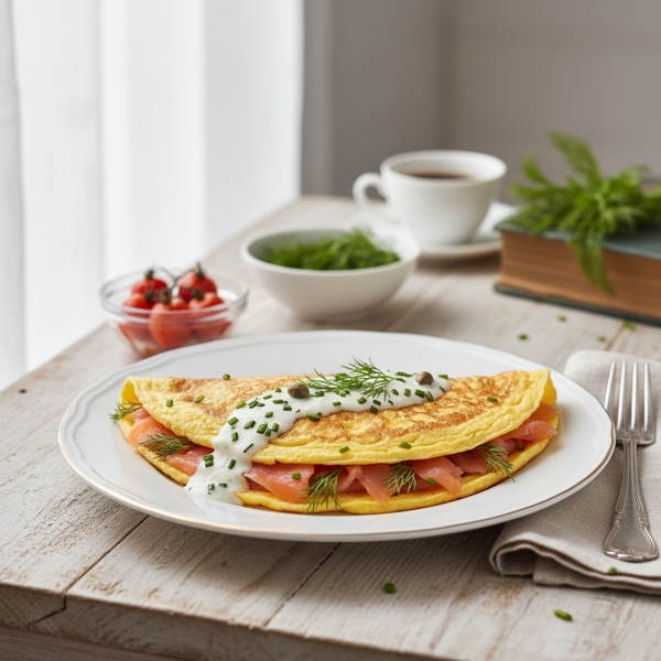 Gourmet Smoked Salmon & Dill Omelette recipe