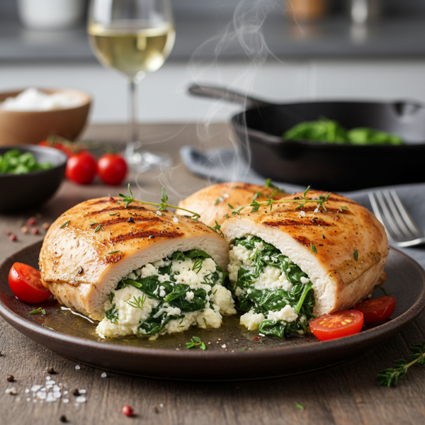 Gourmet Spinach & Feta Stuffed Chicken Breasts recipe
