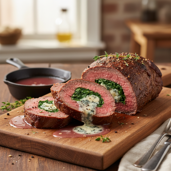 Gourmet Spinach and Blue Cheese Stuffed Beef Tenderloin recipe