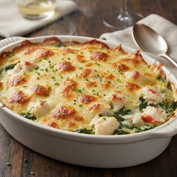 Gourmet Spinach and Lump Crab Au Gratin recipe