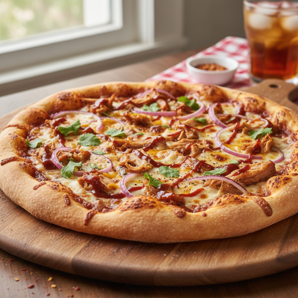 Gourmet Three-Cheese BBQ Chicken Pizza recipe