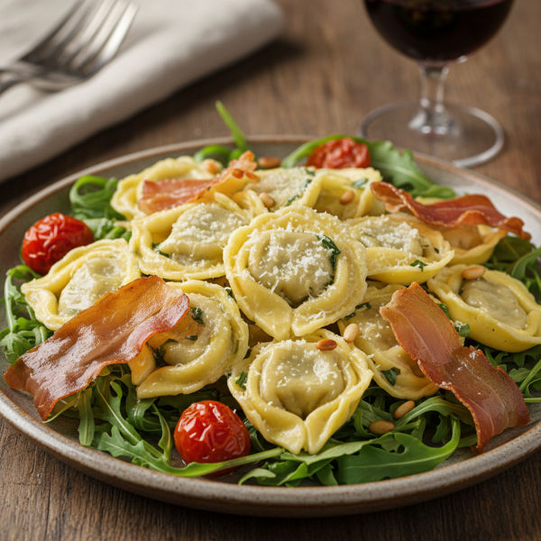 Gourmet Tortellini with Arugula and Crispy Prosciutto recipe