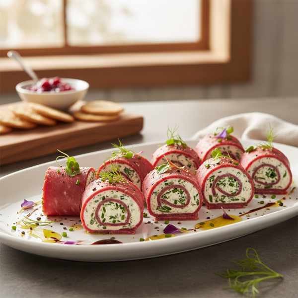 Gourmet Turkey Pastrami Cream Rolls recipe