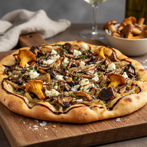 Gourmet Wild Mushroom and Caramelized Onion Flatbread recipe