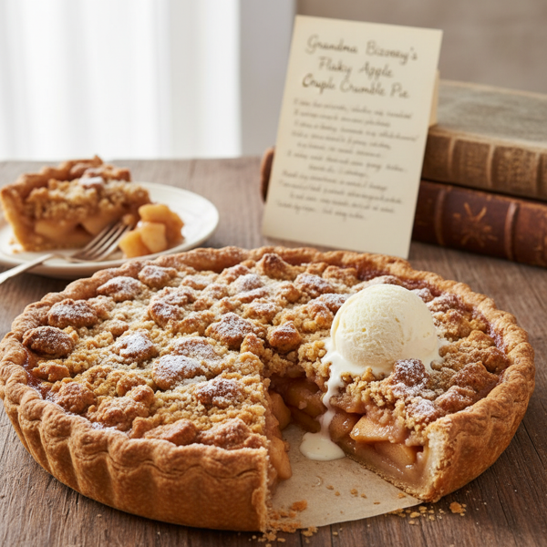 Grandma Bizooey’s Flaky Apple Crumble Pie recipe