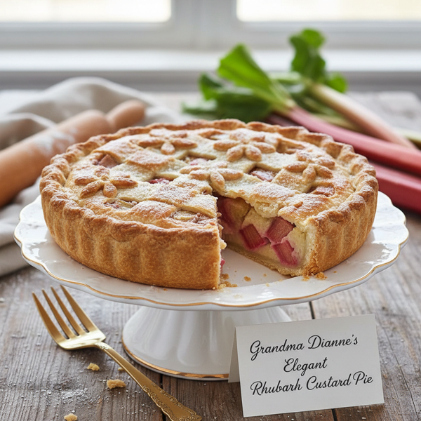 Grandma Dianne's Elegant Rhubarb Custard Pie recipe