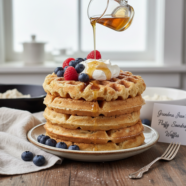 Grandma Jean's Fluffy Sourdough Waffles recipe
