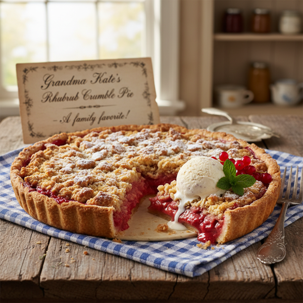 Grandma Kate's Rhubarb Crumble Pie recipe