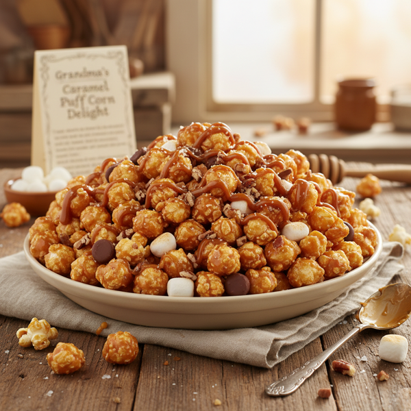 Grandma's Caramel Puff Corn Delight recipe