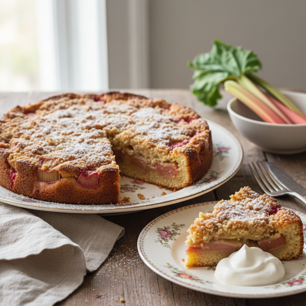 Grandma's Delightful Rhubarb Cake recipe