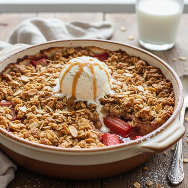Grandma's Delightful Rhubarb Oat Crisp recipe