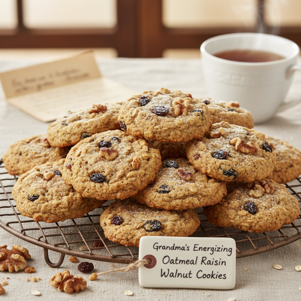 Grandma's Energizing Oatmeal Raisin Walnut Cookies recipe