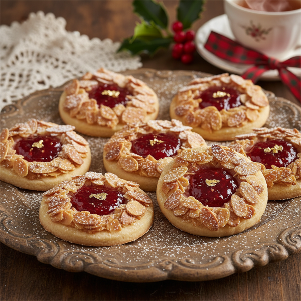 Grandma's Festive Raspberry Almond Bliss Cookies recipe