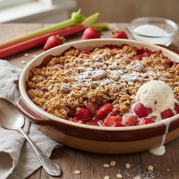 Grandma's Heavenly Rhubarb Strawberry Crisp recipe