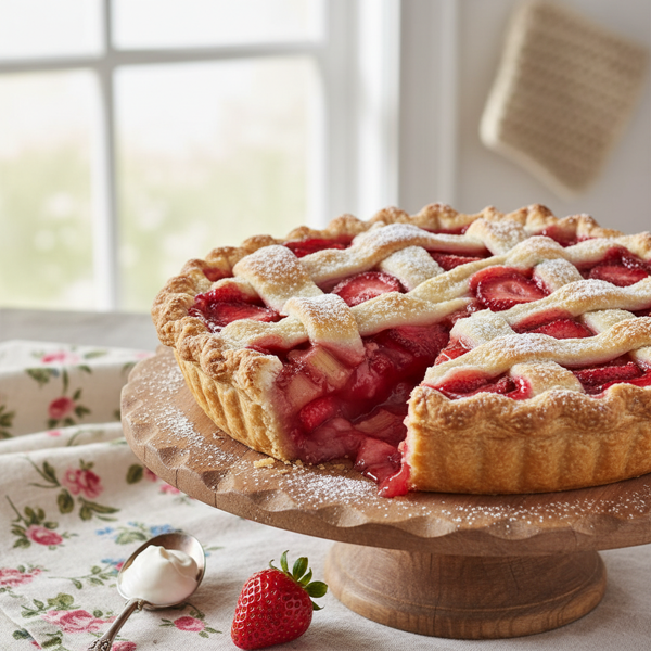 Grandma's Strawberry Rhubarb Delight Pie recipe