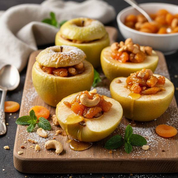 Granny Smith Baked Apples with Apricot-Cashew Filling recipe