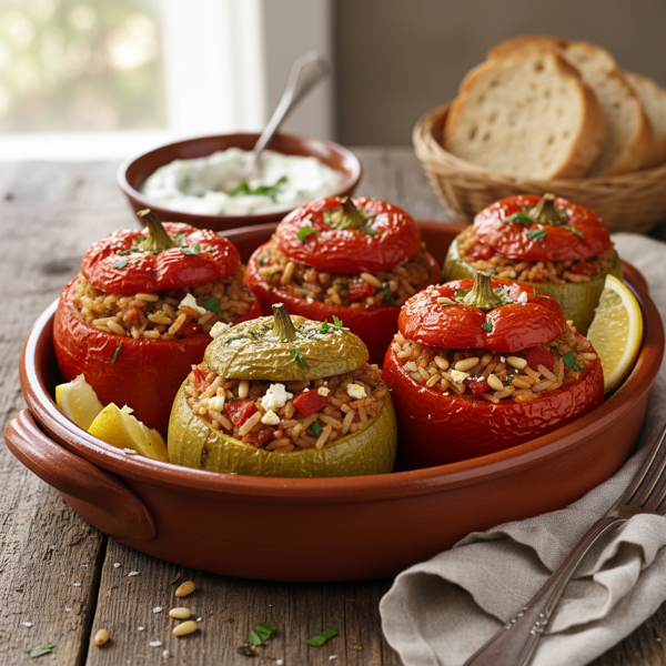 Greek Stuffed Vegetables with Rice recipe