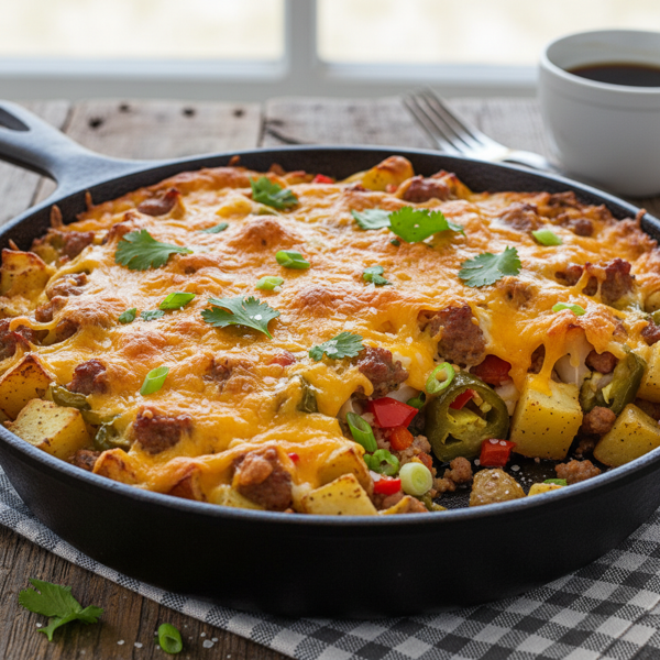 Green Chili & Cheddar Potato Breakfast Bake recipe