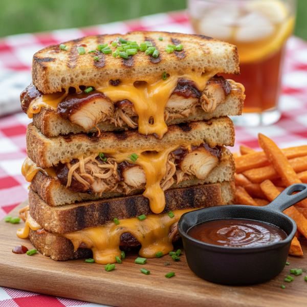 Grilled BBQ Chicken Cheddar Melts recipe