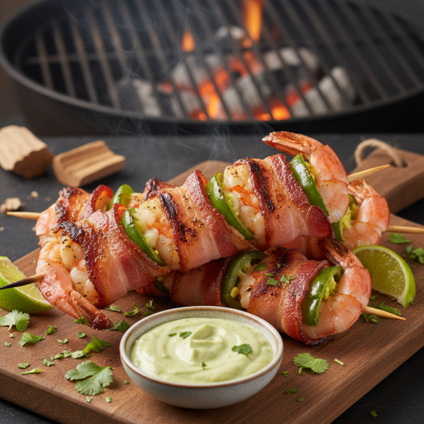 Grilled Bacon-Wrapped Jalapeño Shrimp recipe