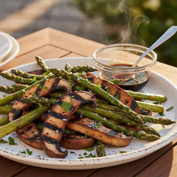 Grilled Balsamic-Glazed Asparagus and Portabella Medley recipe