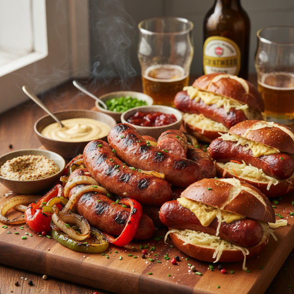 Grilled Beer Bratwurst Feast recipe