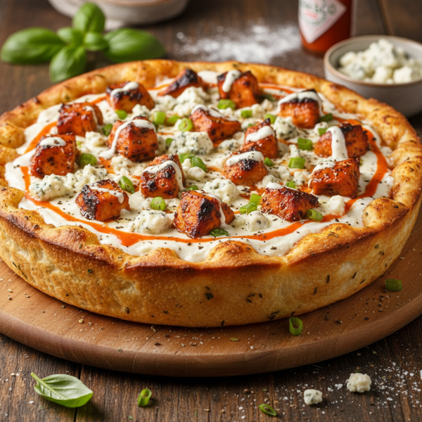 Grilled Buffalo Ranch Chicken Pizza with Blue Cheese Overload recipe