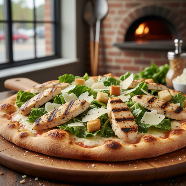 Grilled Chicken Caesar Salad Pizza recipe