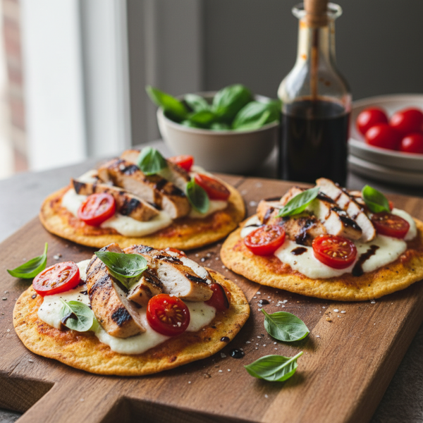 Grilled Chicken Caprese Tostada Pizzas recipe