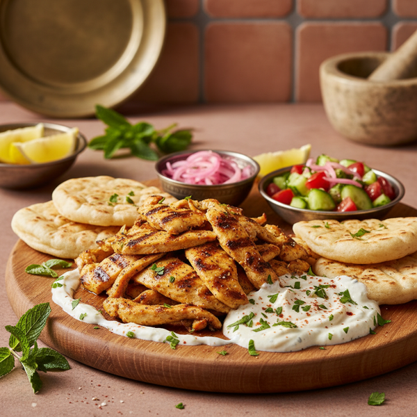 Grilled Chicken Shawarma with Yogurt-Tahini Sauce recipe