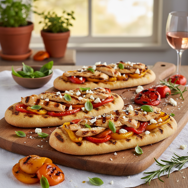 Grilled Chicken & Roasted Bell Pepper Ciabatta Flatbreads recipe