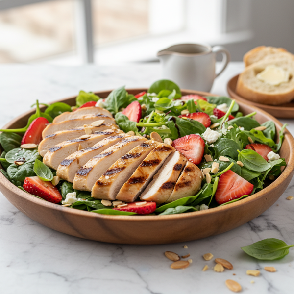 Grilled Chicken and Strawberry Almond Salad recipe