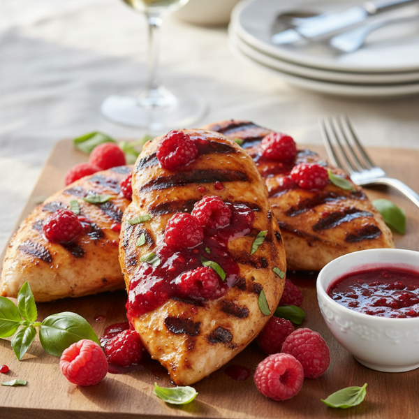 Grilled Chicken with Raspberry Basil Glaze recipe