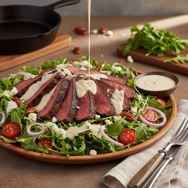 Grilled Flank Steak Salad with Creamy Horseradish Dressing recipe