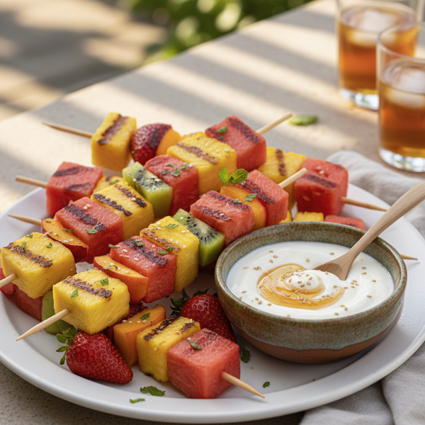 Grilled Fruit Skewers with Honey Yogurt Dip recipe