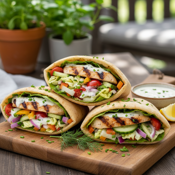 Grilled Garden Ranch Chicken Pita Wraps recipe