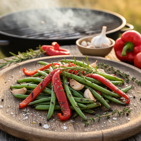 Grilled Garlic Red Pepper Green Beans recipe