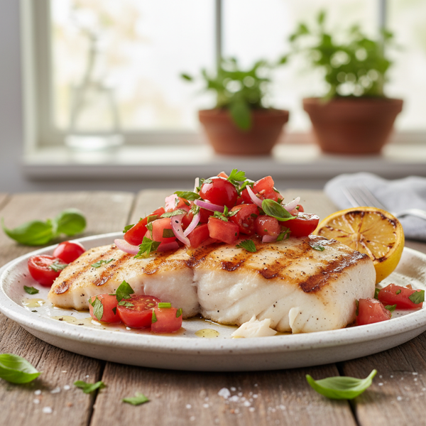 Grilled Halibut with Fresh Tomato-Basil Salsa recipe
