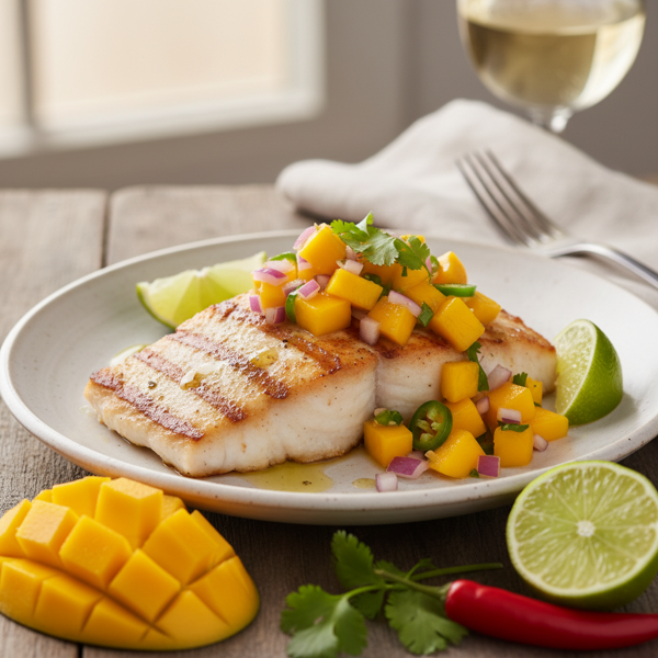 Grilled Halibut with Zesty Mango Salsa recipe