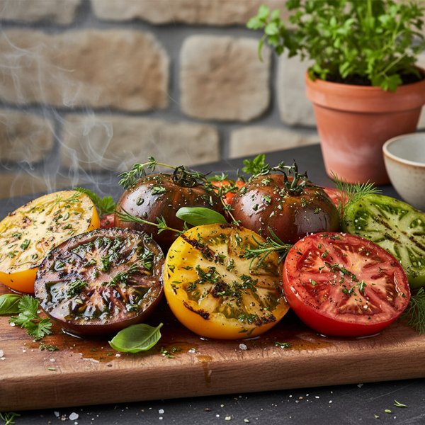 Grilled Heirloom Tomatoes with Herb Infusion recipe