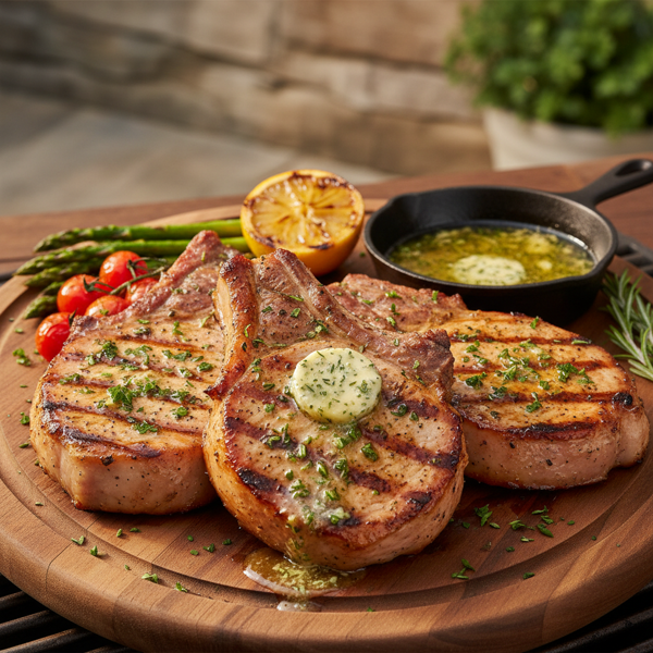 Grilled Herb-Butter Pork Chops recipe