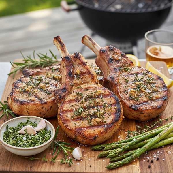 Grilled Herb-Infused Garlic Pork Chops recipe